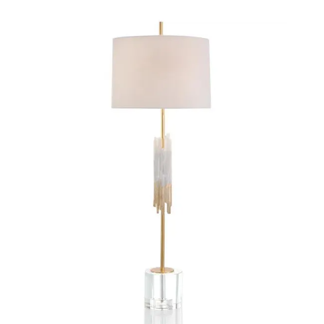 Selenite and Gold-Leaf Console Lamp