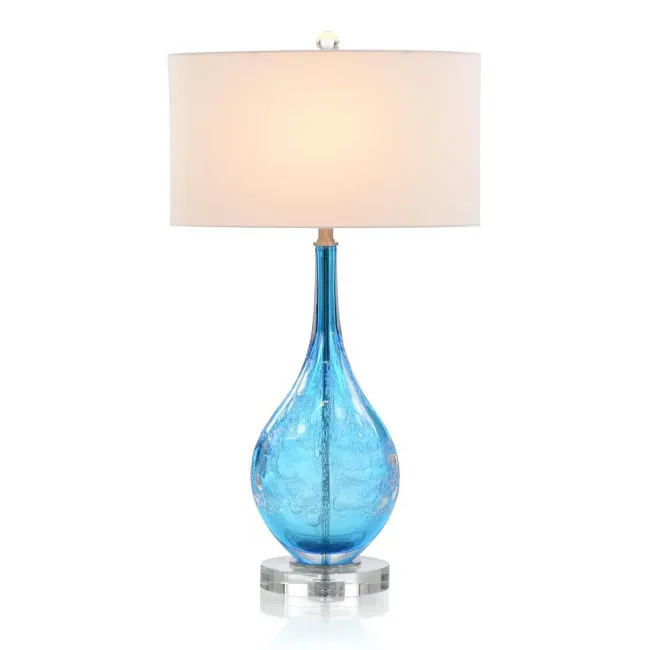 Sea Blue Handblown Art Glass Table Lamp