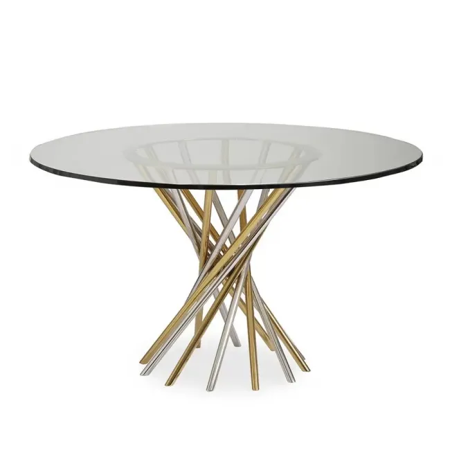 Electrum Dining Table White Marble/Brass/Nickel