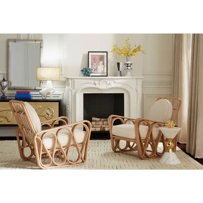 Jonathan Adler Riviera Lounge Chair Rattan | Gracious Style