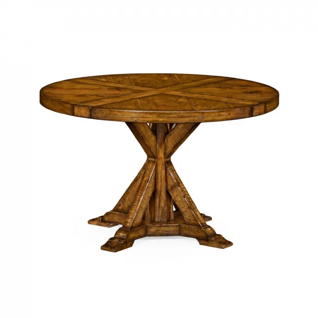 Casual Accents Country Walnut Round Wood Dining Table