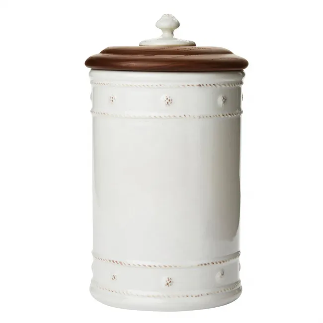 Berry & Thread Whitewash 10" Canister with Wooden Lid