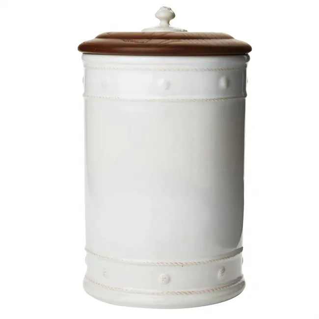 Berry & Thread Whitewash 13" Canister with Wooden Lid