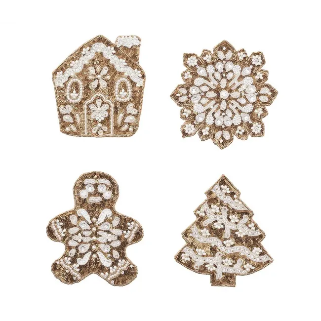 Set Of 4 Wooden Gingerbread Shaped Christmas Coasters Handcrafted In India  New