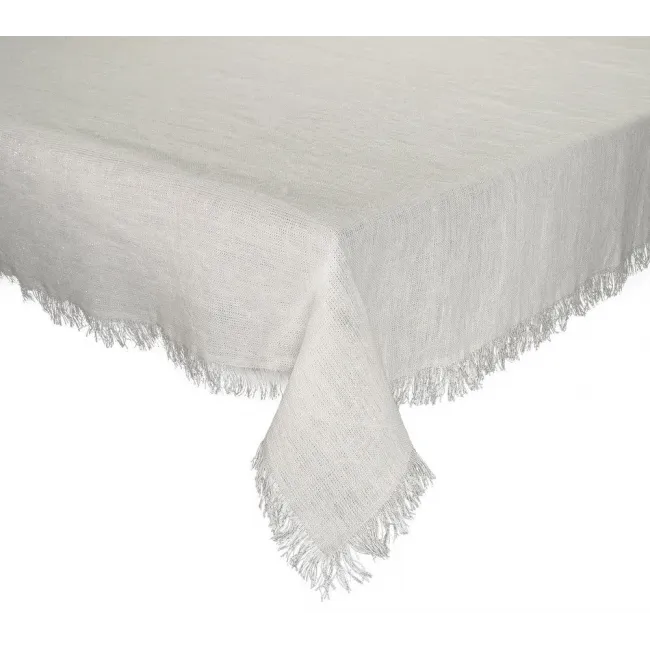 Fringe Tablecloth White/Silver