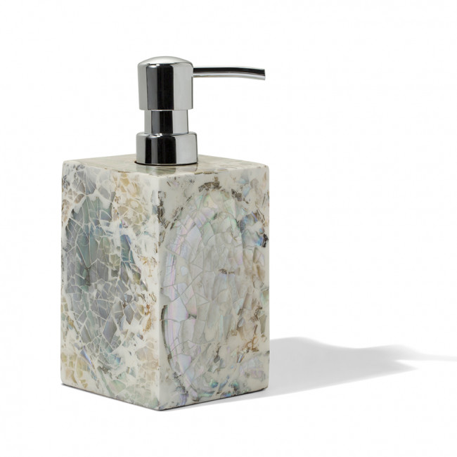 Mother of Pearl Natural Soap Dispenser 2.8" x 2.8" x 7.5"