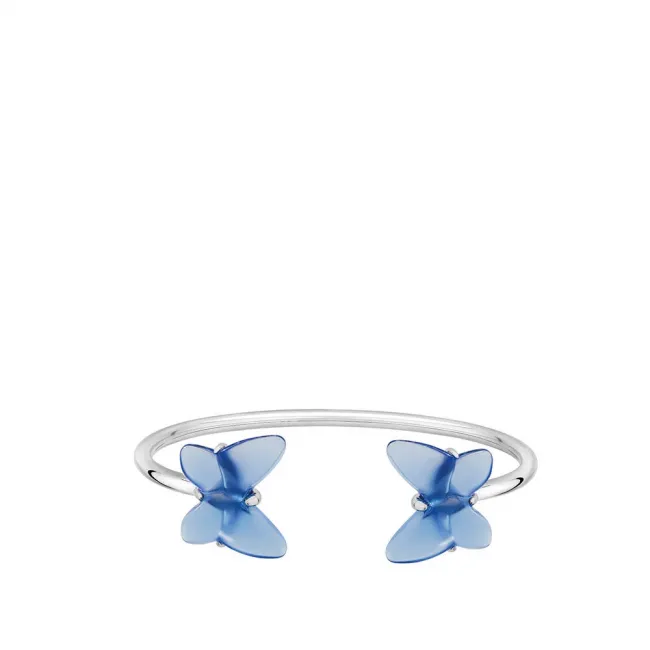 Papillon Flexible Bracelet, Blue Crystal, Silver, Large