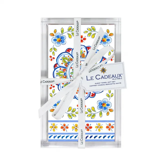 Madrid White Guest Towel/Buffet Napkins in Holder