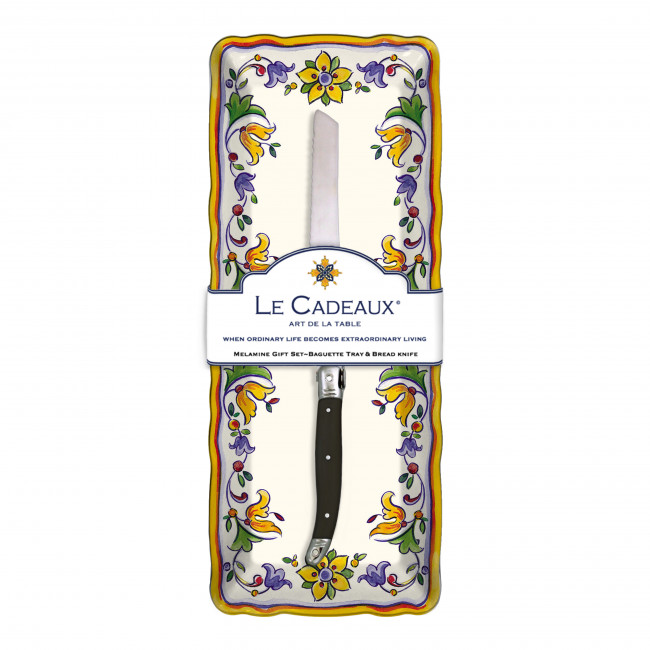 Capri Melamine Baguette Tray w/Black Laguiole Bread Knife