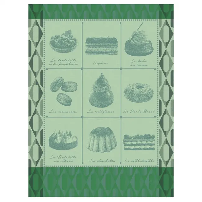 Patisseries Francaises Green Tea Towel 24" x 31"