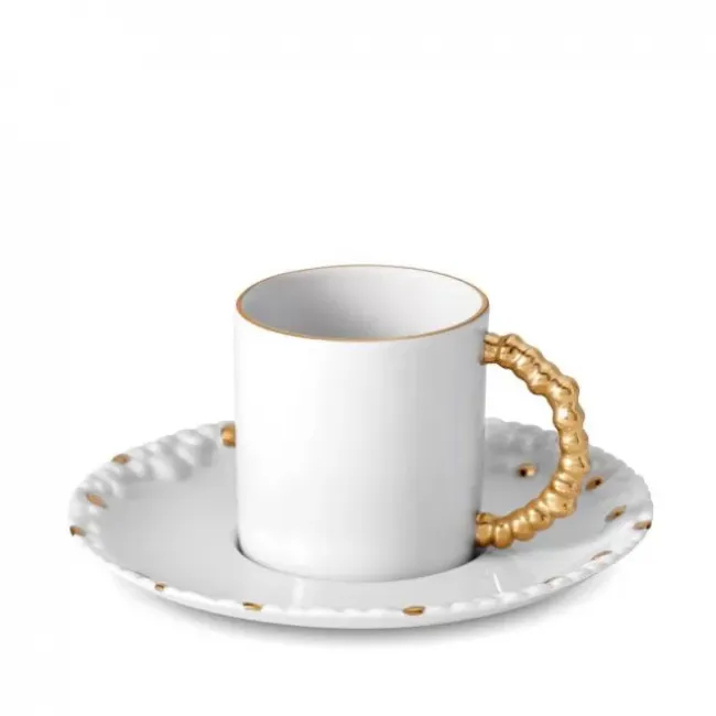 Hass Mojave White + Gold Espresso Cup + Saucer 4oz - 11cl