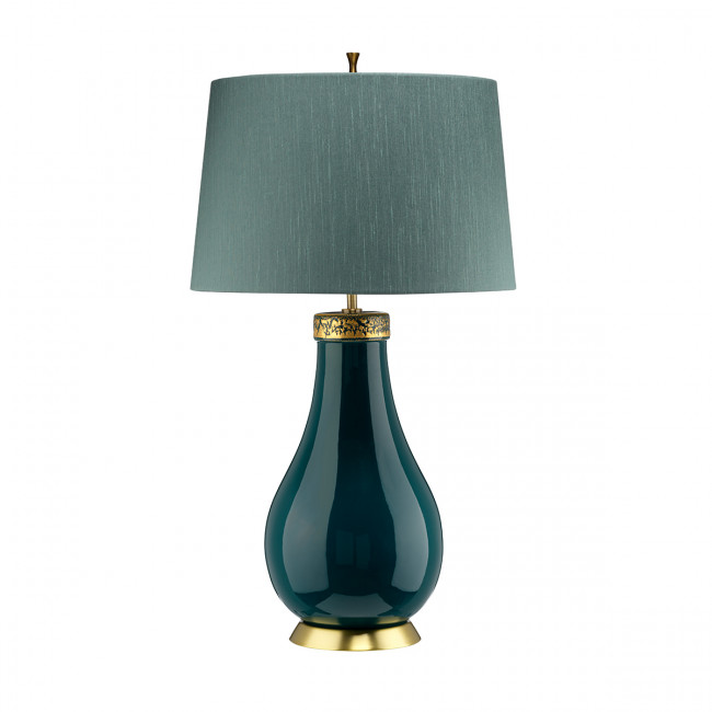Havering Table Lamp Azure Turquoise and Aged Brass