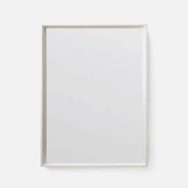 David 30"W x 40"H Bright White Realistic Faux Shagreen Rectangular Mirror