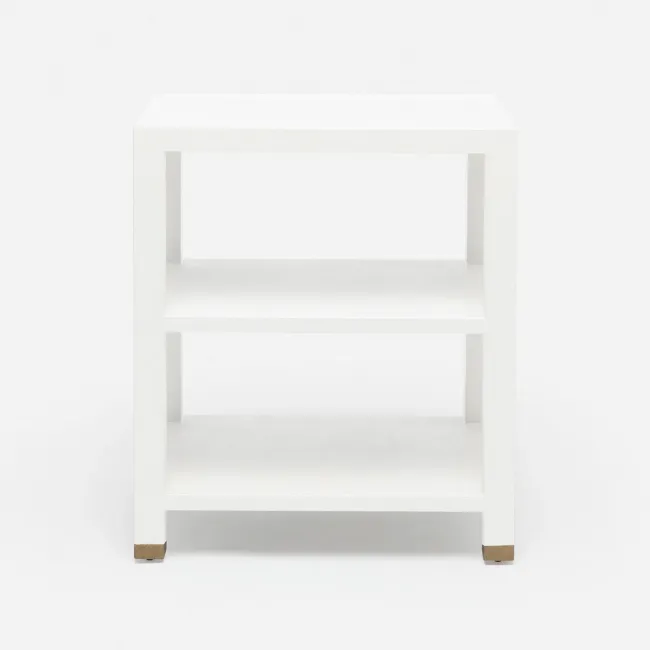 Jarin Side Table Designer White Faux Belgian Linen 24"L x 24"W x 28"H