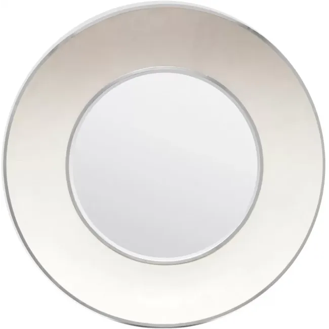 Armond Snow Silver Realistic Faux Shagreen Metal Mirror 50" Round