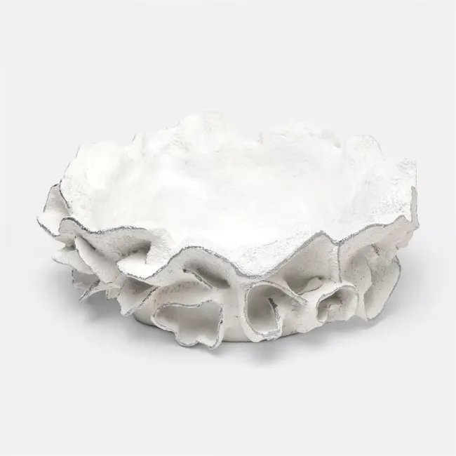 Coco Faux Coral Bowl White Silver