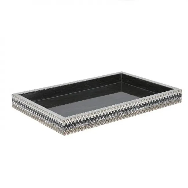 Biarritz Silver Trim Medium Rectangle Tray (10"W x 15"L x 1.5"H)