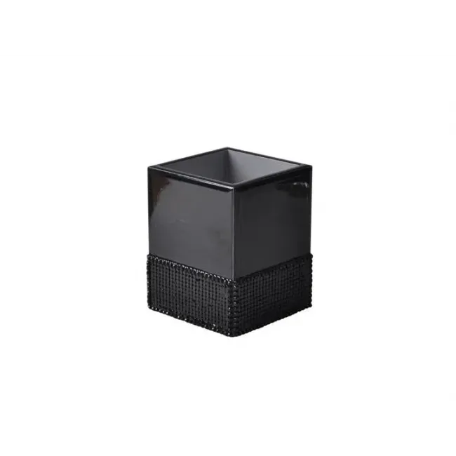 Mack Black Enamel/Black Mesh Tall Square Container (3.75"W x 3.75"L x 5"H)
