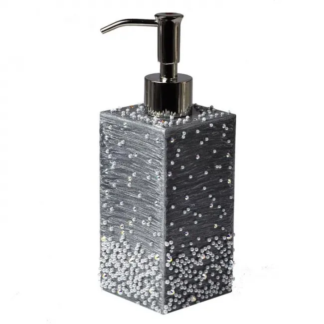 Caviar Platinum Enamel/Silver Trim Lotion/Soap Dispenser (2.75"W x 8.25"H)