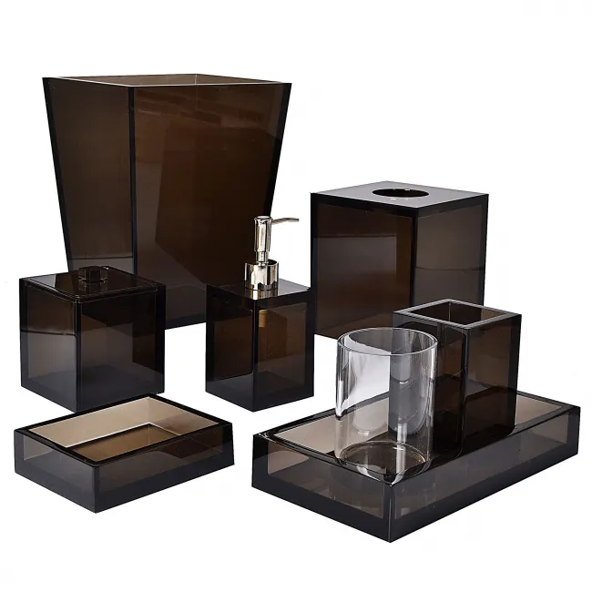 Ice Smoked Lucite Bath Accessories