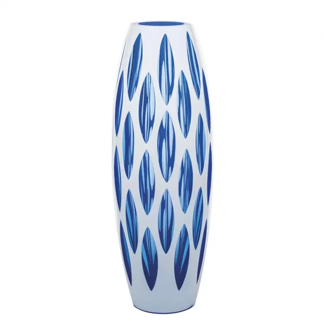 Chia Te Underlaid Vase Lead-Free, Engraving Empire Of Ocean, Platinum (Wide Border) Aquamarine Green 22.5 Cm