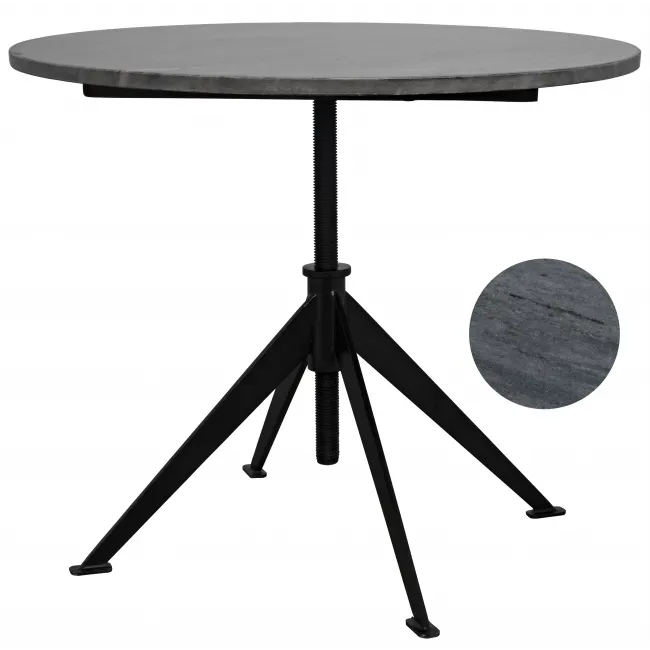 Matilo Adjustable Table, Black Metal Metal Base with Marble Top
