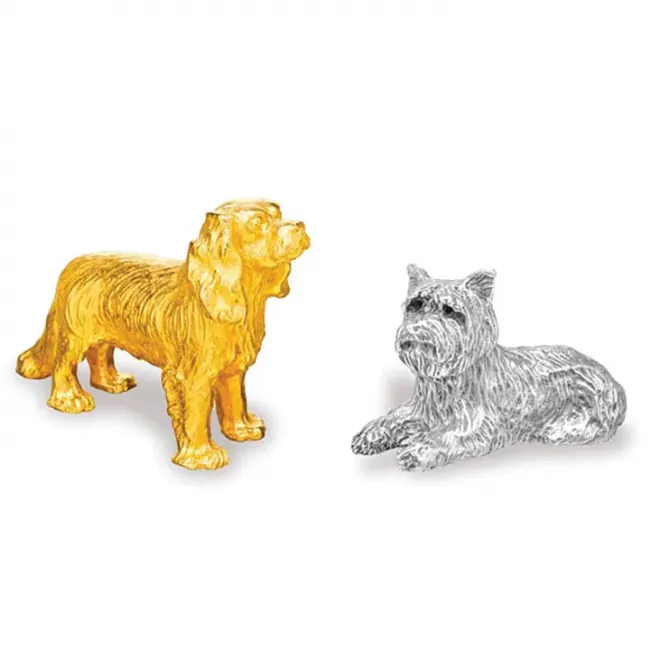 Pet Dog Yorkshire 2.8 in L x 1.8 in H Gold Plated Bronze
