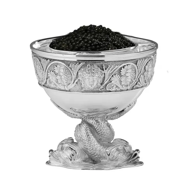 Caviar Cup with Dolphins Silver