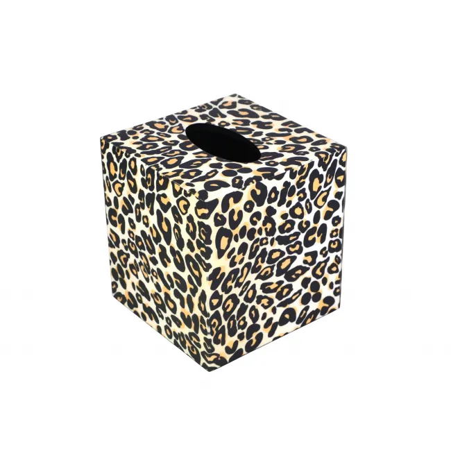 Lacquer Leopard Tissue Cover 5.25" Square
