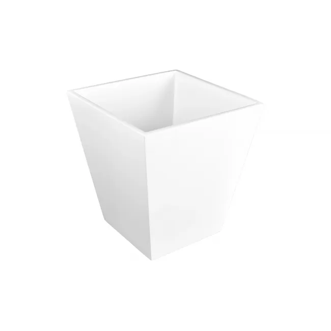 Lacquer White Waste Basket 9" x 9" x 10"H