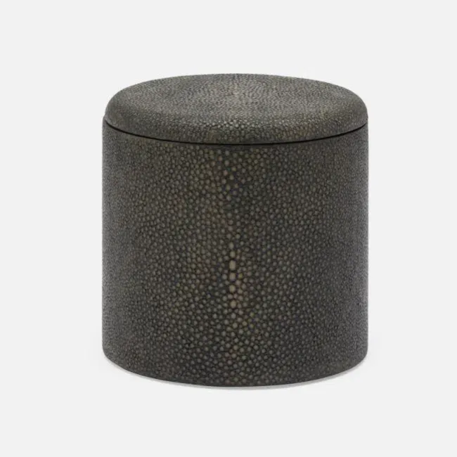 Tenby Dark Mushroom Canister Round Realistic Faux Shagreen