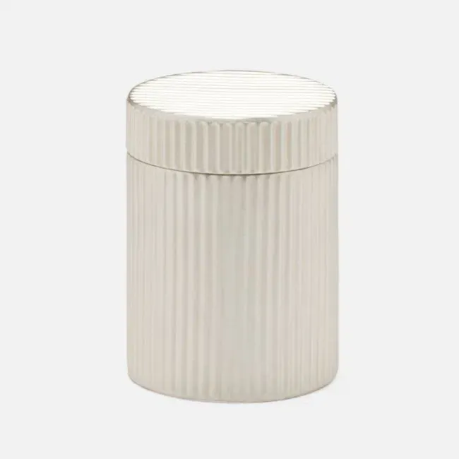 Redonmatte Silver Canister Small Round Ribbed Metal