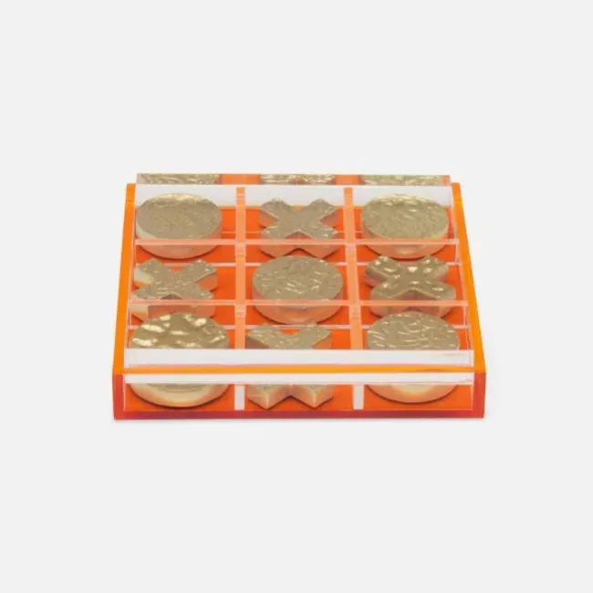 Alzey Clear/Tangerine Tic Tac Toe Set Acrylic