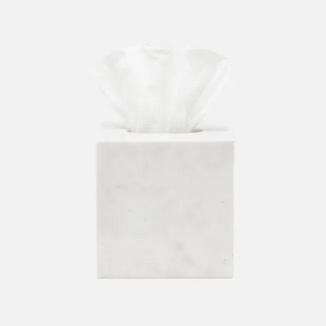 Milan White Tissue Box Square Straight Romblon Stone