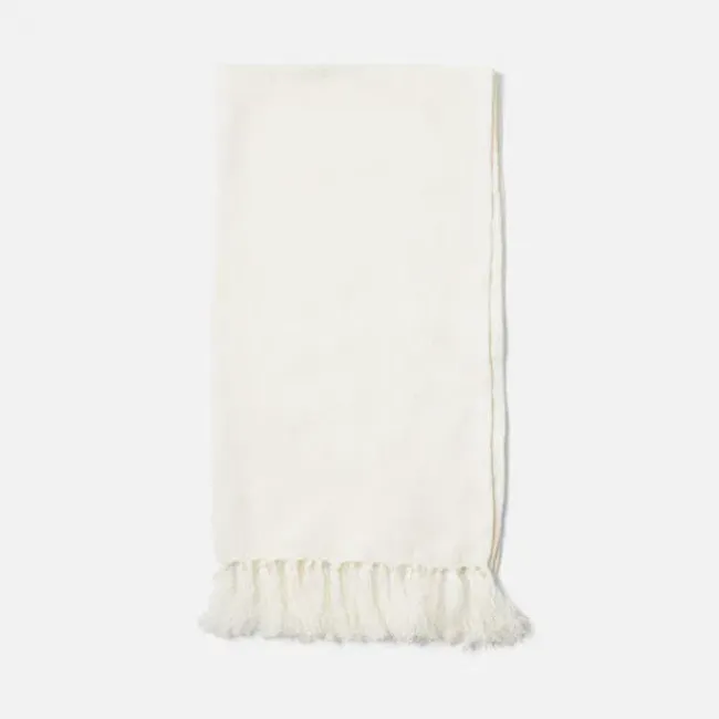 Chania White Guest Towel With Fringe 100% Linen 180 Gsm Pack/3
