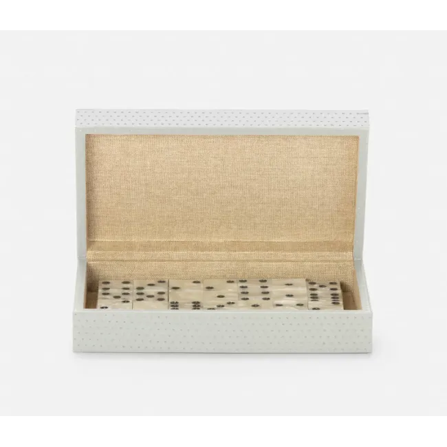 Dayton Light Gray Domino Box Set Full-Grain Leather