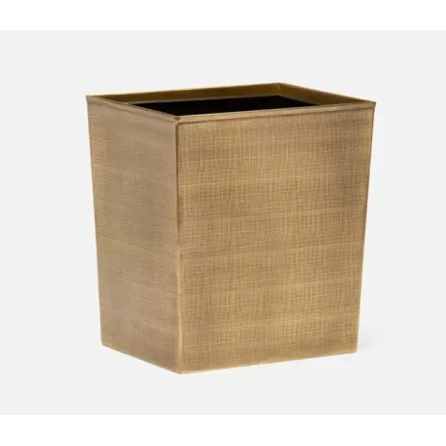 Pigeon &amp; Poodle Remy Antique Brass Wastebasket Rectangular 10"L x 8"W x ...