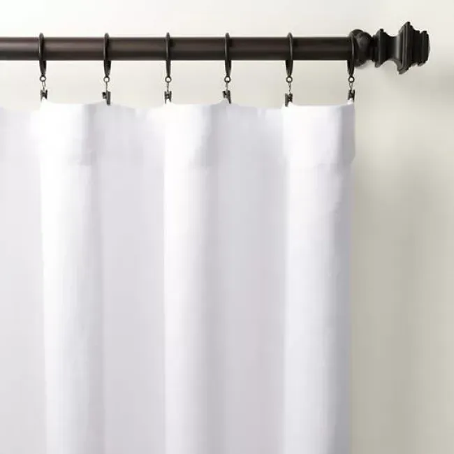 Stone Washed Linen White Curtain Panel