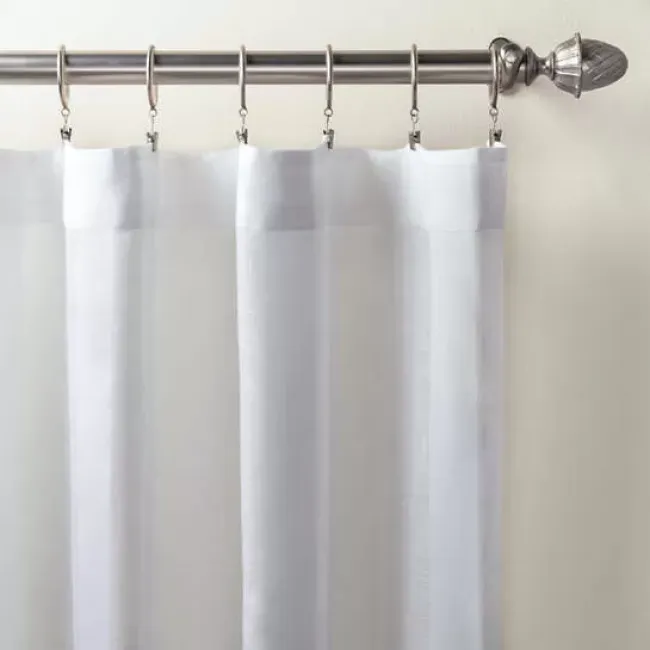 Striped Sheer White Curtain Panel 48" x 108"