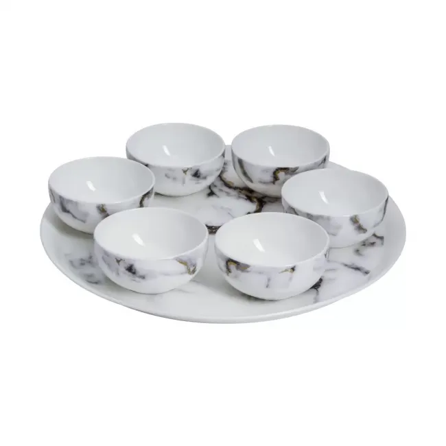 Marble Venice Fog Seder Plate/Appetizer Set Bowl: diam 3.5 height 1.75