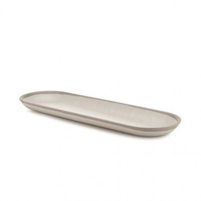 Potter Stone Gray Melamine/Bamboo 18" x 5.5" Long Oval Platter