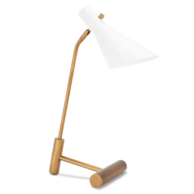 Spyder Task Lamp, White and Natural Brass