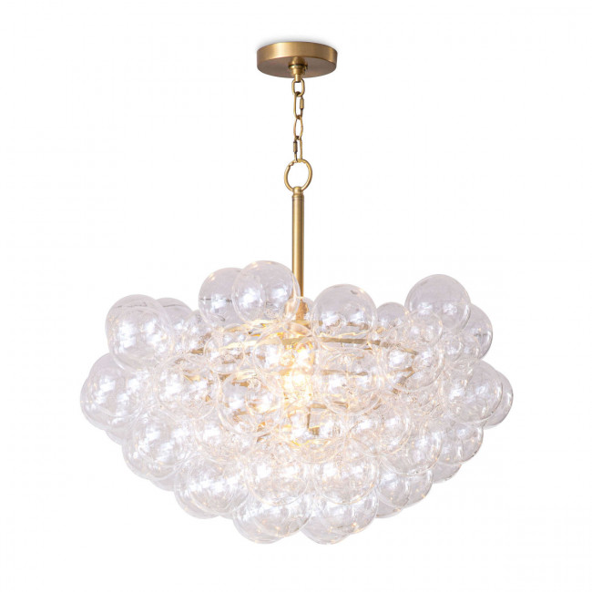Bubbles Chandelier, Clear Natural Brass