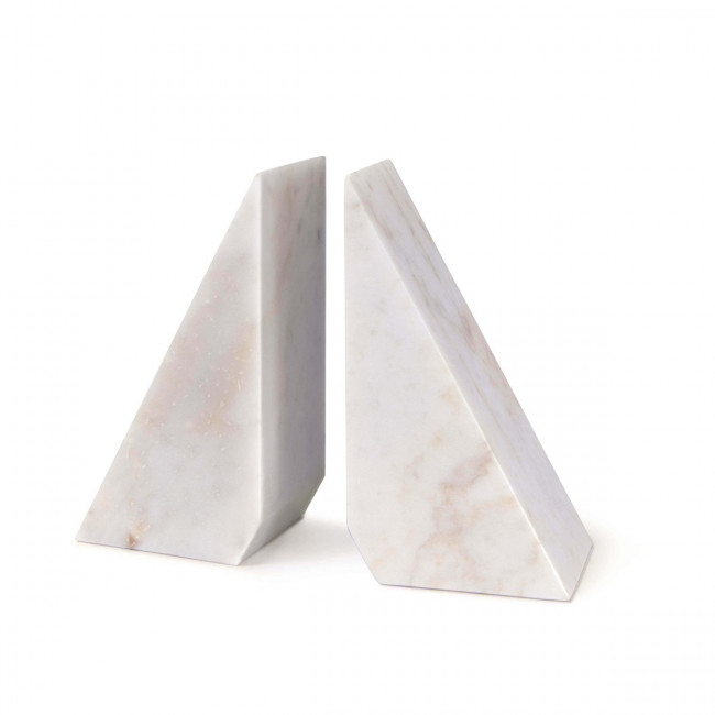Othello Marble Bookends, White