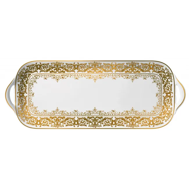 Chelsea Gold White Long Cake Serving Plate 15.748 x 5.9"