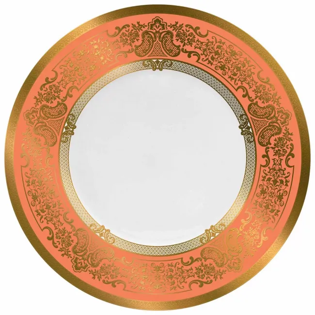 Marignan Gold/Orange Flat Cake Serving Plate Rd 12.2"