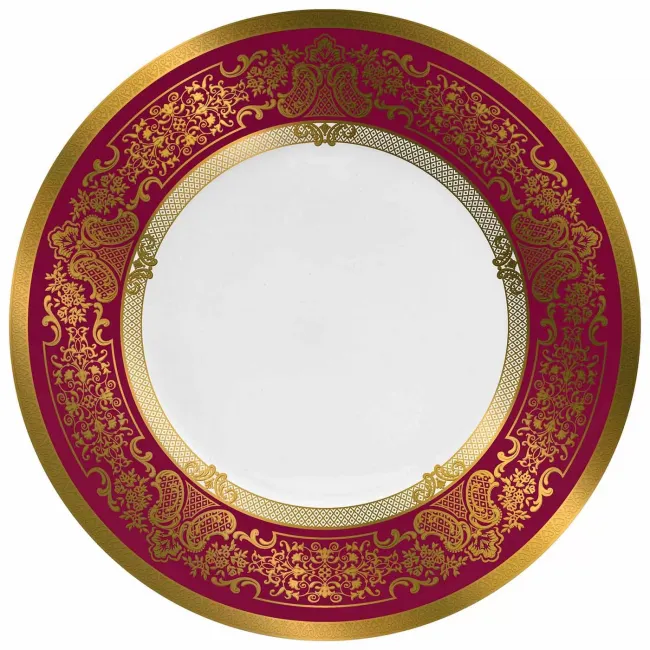 Marignan Gold/Red Salad Cake Plate Rd 7.7"