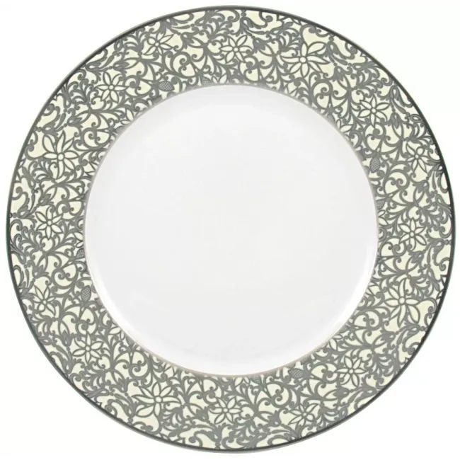 Salamanque Platinum Ivory French Rim Soup Plate Round 9.1 in.