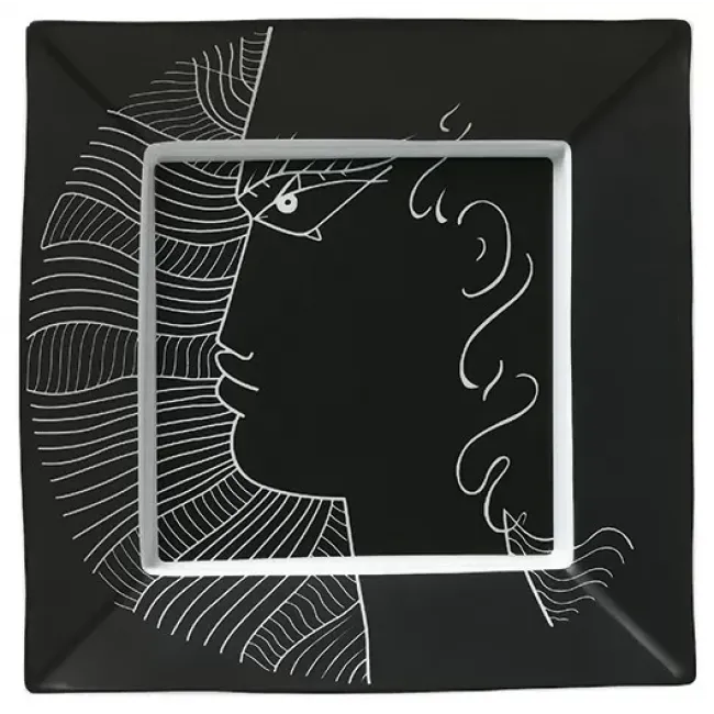 Jean Cocteau Black Square Trinket Tray 17" x 17" in a gift box