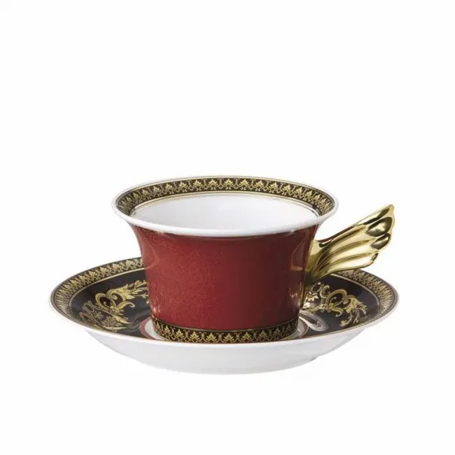 Medusa Red Tea Cup & Saucer 6 1/4 in, 7 oz